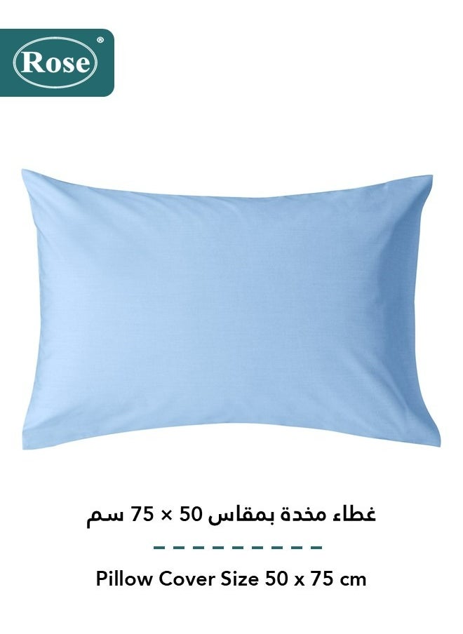 Rose - Rose Luxurious Plain Fitted Sheet with Deep Pockets and Pillow Case, Bed Sheet 2-Pieces Set, Soft & Cozy Microfiber Breathable and Cooling, Extra Twin Size 120x200 cm, Light Blue - Image 1