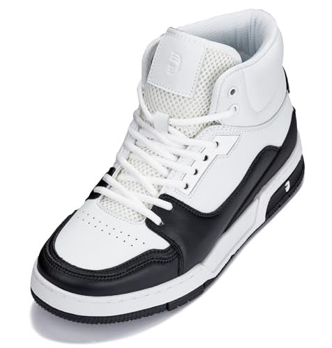 CALTO Men's Invisible Height Increasing Elevator Shoes - White/Black Lace-up Sporty High Top Sneakers - 3 Inches Taller - S4752 - Size 9 D(M) US - Image 1