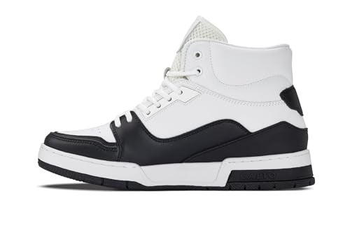 CALTO Men's Invisible Height Increasing Elevator Shoes - White/Black Lace-up Sporty High Top Sneakers - 3 Inches Taller - S4752 - Size 9 D(M) US - Image 4