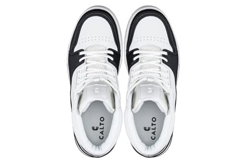 CALTO Men's Invisible Height Increasing Elevator Shoes - White/Black Lace-up Sporty High Top Sneakers - 3 Inches Taller - S4752 - Size 9 D(M) US - Image 5