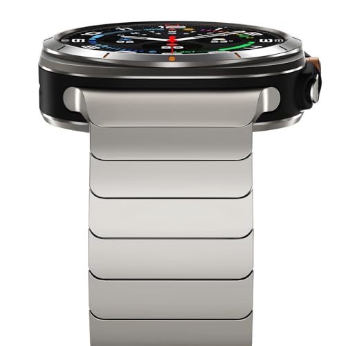 NewWays for Samsung Galaxy Watch Ultra Bands 47mm Link Bracelet for Men, 24mm Wide No Gap Strap Stainless Steel Classy Elegant Military Rugged Galaxy Watch Ultra Bands, Titanium - Image 1