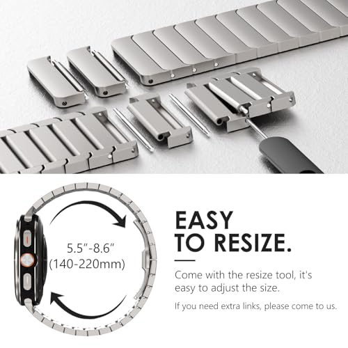 NewWays for Samsung Galaxy Watch Ultra Bands 47mm Link Bracelet for Men, 24mm Wide No Gap Strap Stainless Steel Classy Elegant Military Rugged Galaxy Watch Ultra Bands, Titanium - Image 5