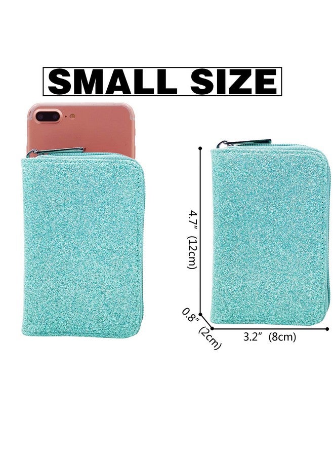 Easyoulife محفظة بطاقات ائتمان جلدية أصلية بسحاب مع 26 فتحة بطاقة (تيل لامع) - Image 3