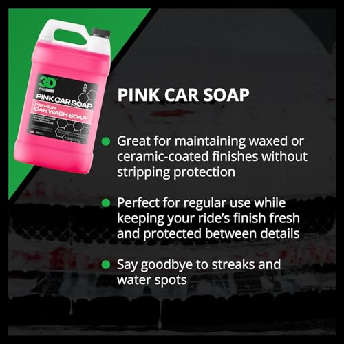 3D Pink Car Soap – 1 Gallon |pH Neutral Car Wash Soap with High Suds & Cherry Scent | Scratch-Free, High Gloss Shine | Safe on Wax & Sealants | Weekly Car Care - Image 4