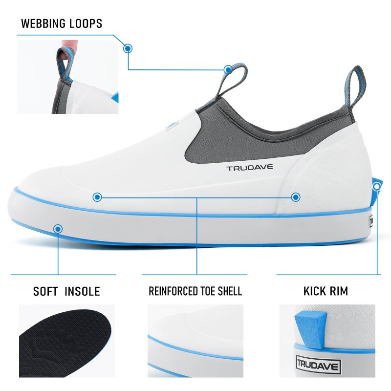 Trudave Deck Boots for Men, Waterproof Insulated Reliable Rain Boots Men, 3mm Neoprene Anti-Slip Mud Boots with High-Traction for Walking Work Fishing Gardening, Size 6-13 White - Image 4
