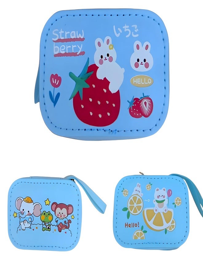 REPISH® Rectangular Small Wallets for Women Coins Zipper Pocket Purse for Girls Kids Storage Bag Stylish Coin Pouch Bag Birthday Gift Return Gift Multidesign Pack of 1 (Color:Multi) - Image 3