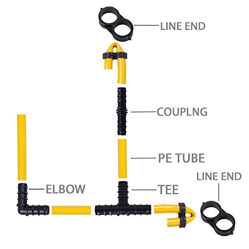 URATOT 40 Pieces Drip Irrigation Fittings Kit 1/2" Tubing Set, 10 Tees, 10 Couplings, 10 Elbows and 10 End Cap Plugs Drip Irrigation Barbed Connectors for Drip Sprinkler Systems - Image 3
