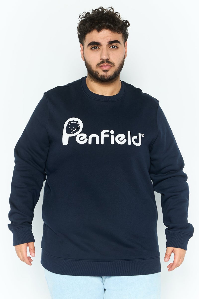 Penfield سويت شيرت رجالي بأكمام طويلة وياقة دائرية، بشعار العلامة التجارية، أزرق داكن - Image 1