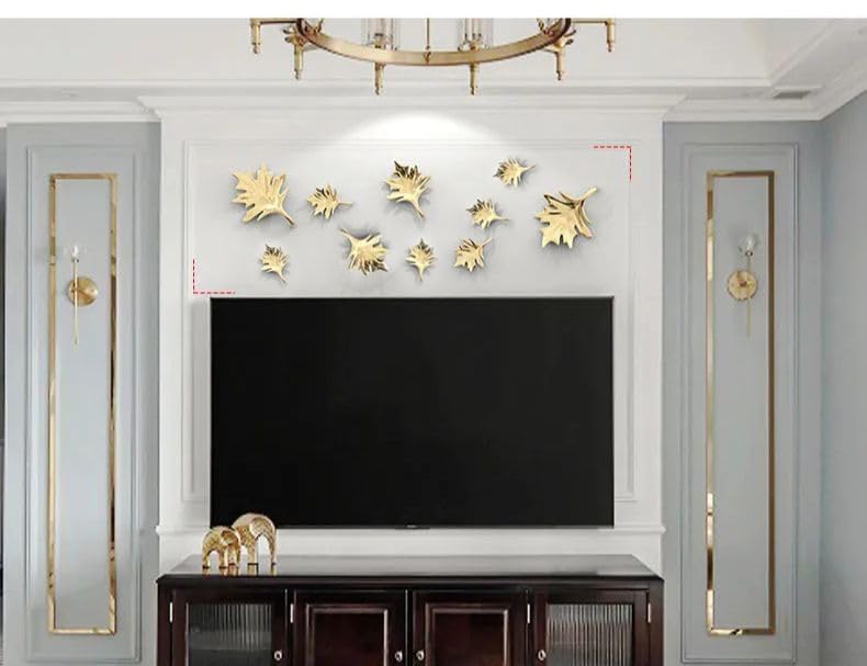 ZOVE Metal Mapple Leaf Set of 10 Wall Art - Perfect for Home, Hotel, Restaurant, Living Room Decoration - Electroplating Gold - Image 5