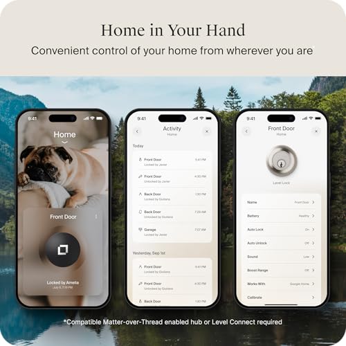 Level Lock Smart Lock - World's Smallest, Most Beautifully Designed Matter-Over-Thread Deadbolt - Level App for iOS & Android | Works with Apple Home (Satin Nickel) - Image 5