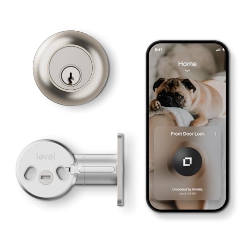 Level Lock Smart Lock - World's Smallest, Most Beautifully Designed Matter-Over-Thread Deadbolt - Level App for iOS & Android | Works with Apple Home (Satin Nickel) - Image 1