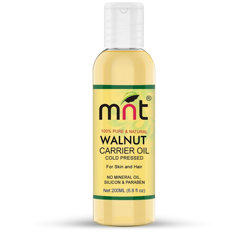 MNT Walnut Cold Pressed Carrier Oil (200ml) 100% Pure Natural & Therapeutic Grade & Aromatherapy for Hair Care and Skin Care