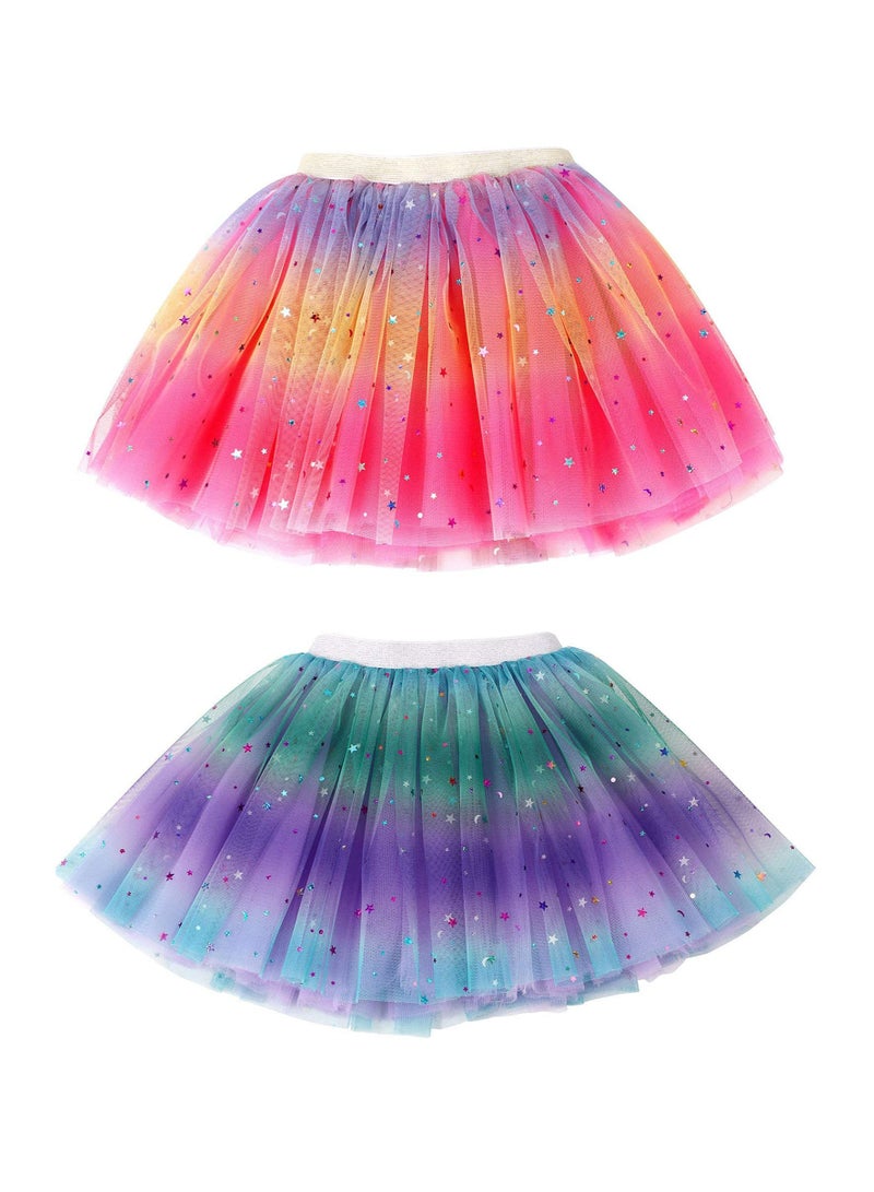 CMGTYYD 2 PCS Girls Ballet Tutu Kids Birthday Princess Party Favor Dress Skirt Girls Ballet Tutu Kids Birthday Princess Party Favor Dress Skirt Set (80cm-110cm) - Image 1