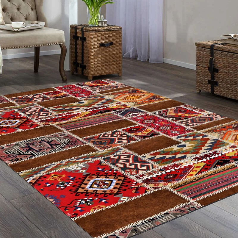 Vagonik Wagonik Patchwork Patchwork Authentic Kilim Patterned Digital Printed Carpet Non-Slip Based Washable Carpet