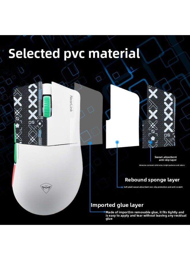 Generic - Suitable For Mechanic L8 MAX Mouse Anti-slip Sticker L8max Printed Sticker Sweat Sticker Palm Sticker Ice Foot Sticker-Color:[all Inclusive] Black Printed Mouse Sticker [free Cleaning Cotton] - Image 1