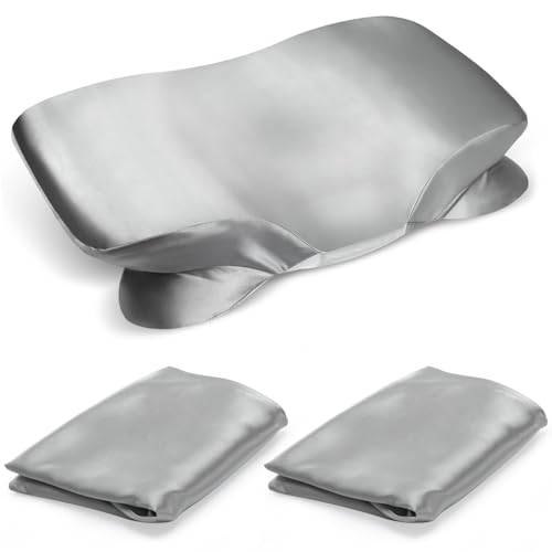 Zelimun 2 Pack Satin Pillowcase for Zelimun Cervical Pillow, Contour Pillow Case Cover, Smooth & Soft Pillowcase Cover with Zipper （Grey） - Image 1