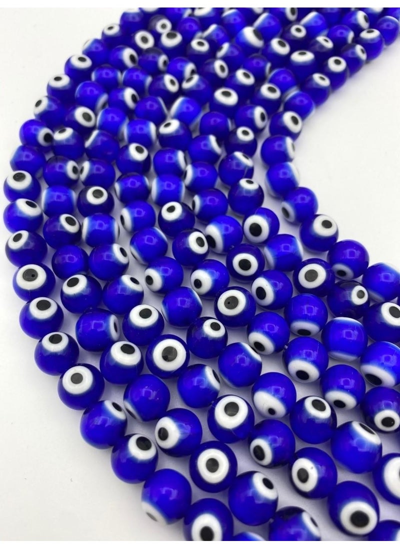 Hedef Bijuteri Target Bijouterie 10MM Round Dark Blue Glass Evil Eye Bead String  - Image 1