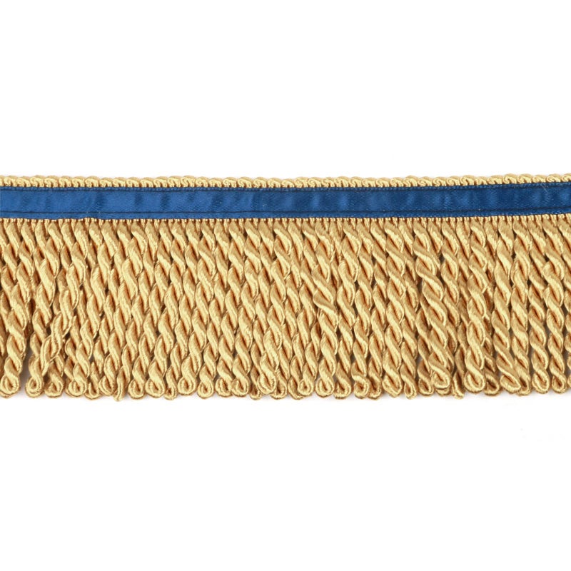 HedongHexi Bullion Fringe Trim and Embellishments 5/10 Yard X 2.5 Inches Fabric Trims Sewing DIY Decoration for Clothes Gold Hebrew Fringes with Blue Ribbon - Image 2