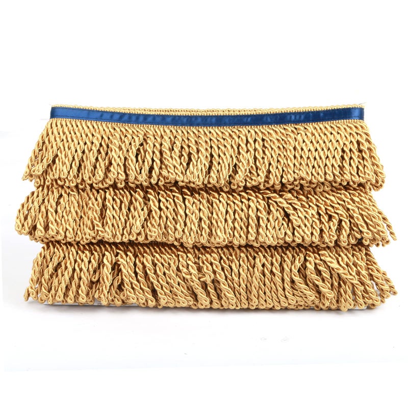 HedongHexi Bullion Fringe Trim and Embellishments 5/10 Yard X 2.5 Inches Fabric Trims Sewing DIY Decoration for Clothes Gold Hebrew Fringes with Blue Ribbon - Image 4