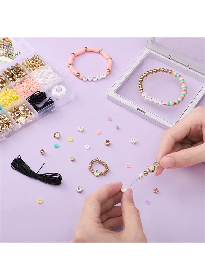 beadia Letter Beads Kit, Gold Beads Letter Beads for Jewelry Making  Beads Heart Beads Friendship Bracelet Necklace Kit  - Image 2