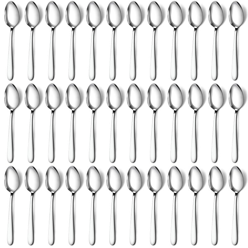 Pleafind 36Pcs Dinner Spoons Set 74 inch Spoons Silverware Stainless Steel Spoon Silver Spoons Mirror Polished Tablespoon Silverware Spoons for Home Kitchen Restaurant Dishwasher Safe