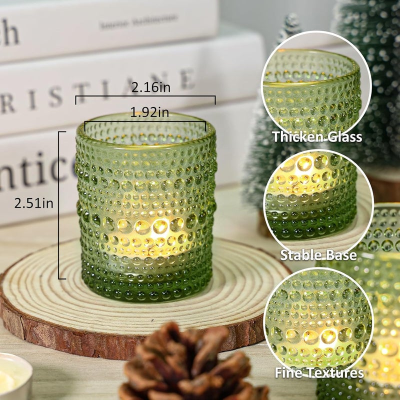 SUPMIND 24 Pcs Votive Candle Holders, Glass Holders Bulk for Table Centerpiece, Tea Lights Candle Holders for Wedding Shower, Party and Home Decor Green - Image 2