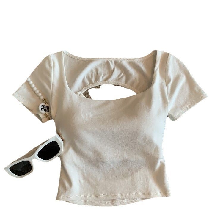 Women's Cutout Cross Back Cropped T-Shirt - Image 5