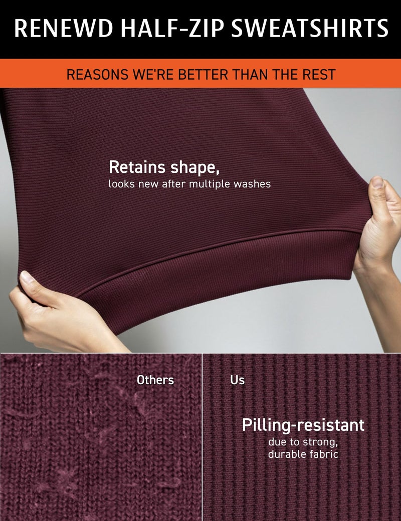 DAMENSCH ReNEWd Soft Ribbed Texture, Strong Durable Fabric, Dyes Ottoman Half-Zip Sweatshirts - Cookie Beige - XL - Image 4