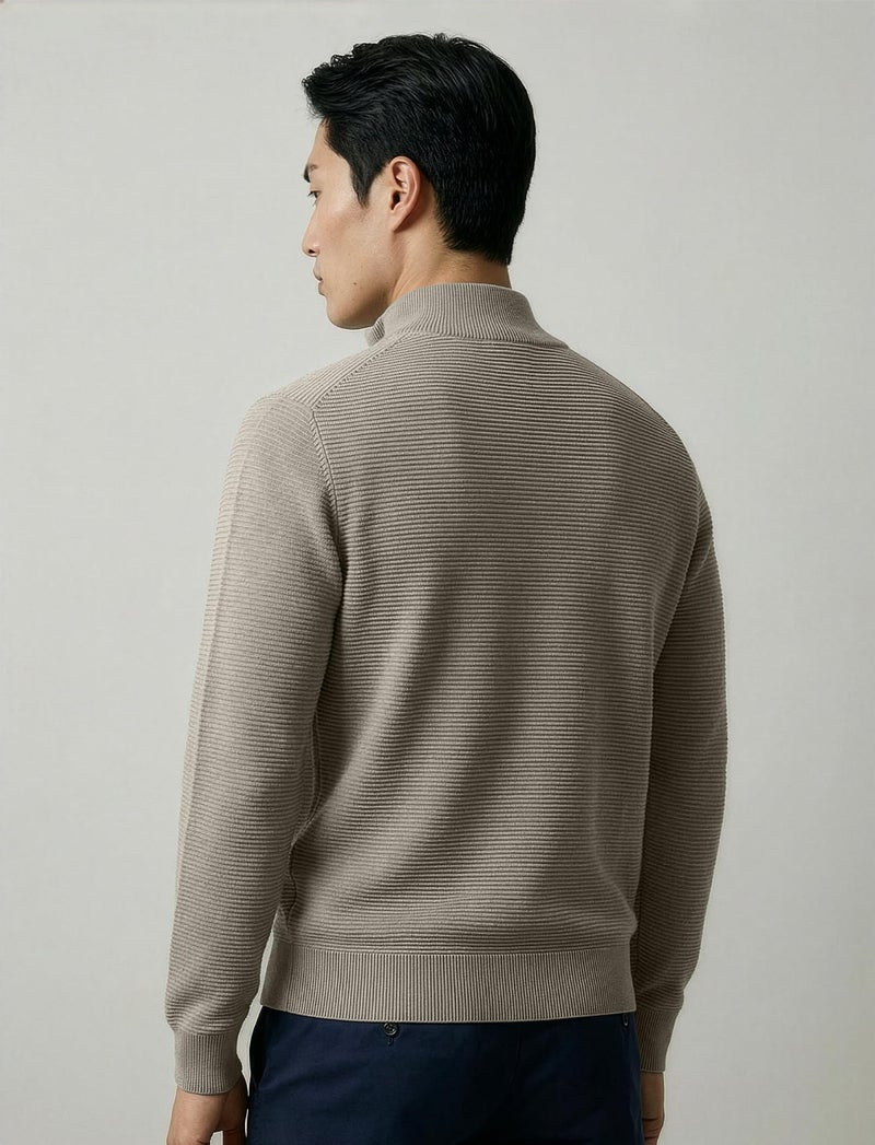 DAMENSCH ReNEWd Soft Ribbed Texture, Strong Durable Fabric, Dyes Ottoman Half-Zip Sweatshirts - Cookie Beige - XL - Image 5