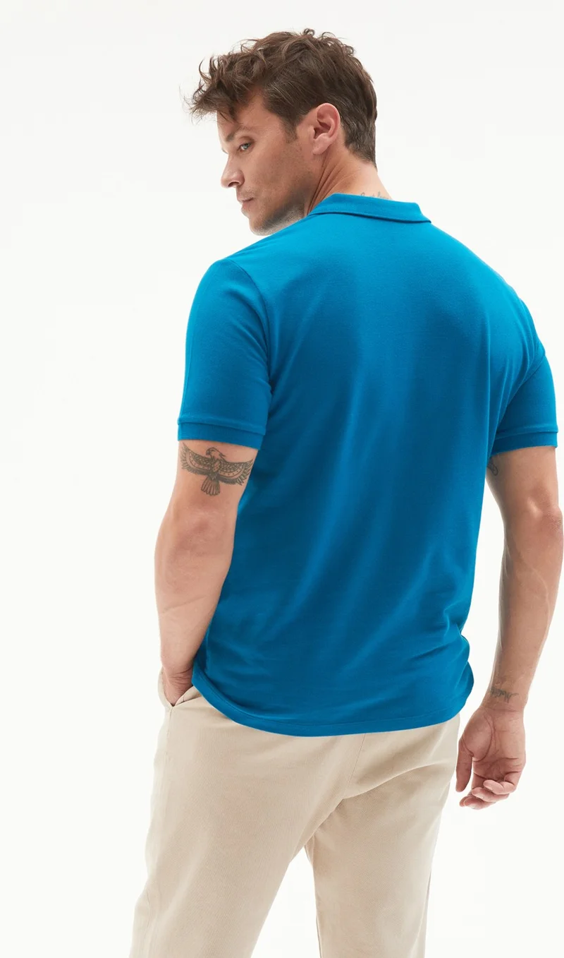JUNE Men's Casual 100% Cotton Basic Polo Neck T-Shirt