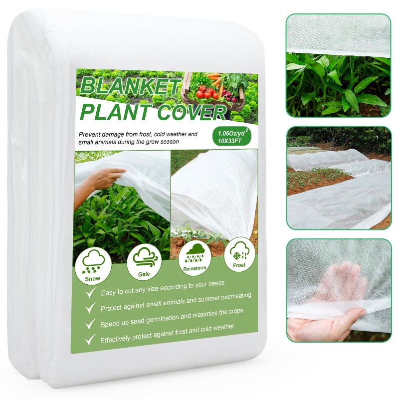 YDSL Plant Cover 10 Ft x 33 Ft Plant Covers Freeze Protection with Ultra Fine Mesh Reusable Floating Row Cover Netting for Plants Vegetables Flowers Fruits Frost Sun Protection 106ozyd