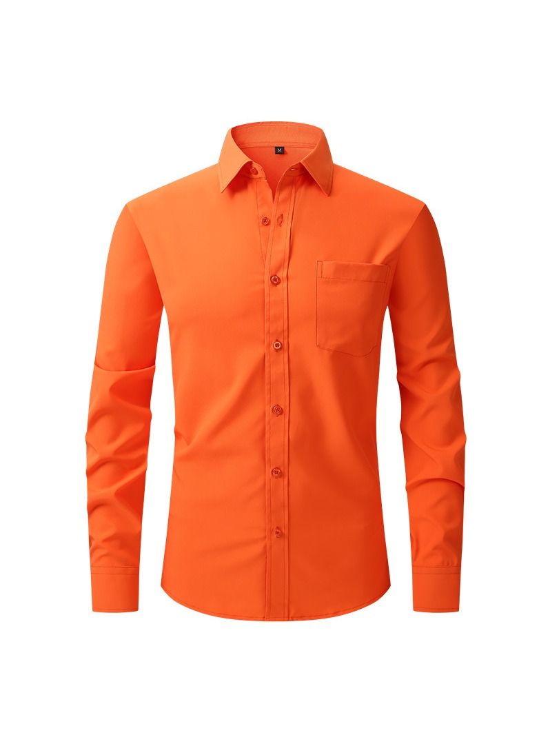 Loquat Thin Long Sleeved Slim Fitting Solid Color Men's Shirt - Image 1