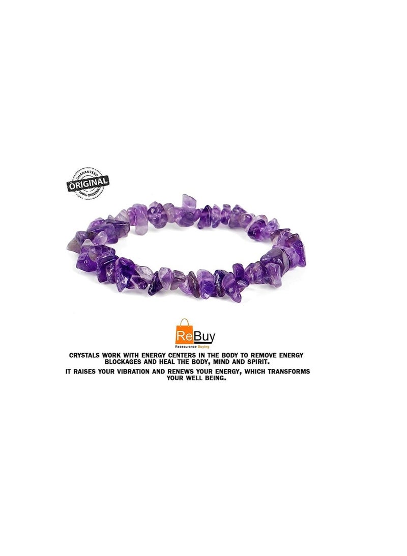 REBUY REBUY Amethyst chips adjustment crystal healing hand stone crystal bracelet - Image 2