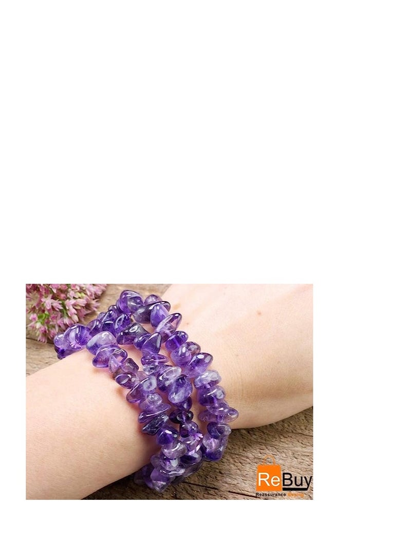 REBUY REBUY Amethyst chips adjustment crystal healing hand stone crystal bracelet - Image 3