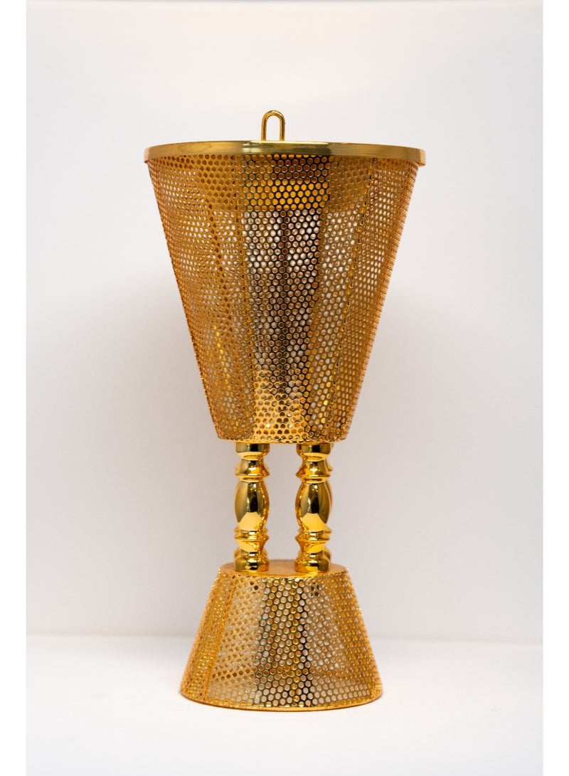 March Thirty Premium Golden Bakhoor Burner – Arabic Oud Mabkhara – Metal Incense Burner for Home & Majlis