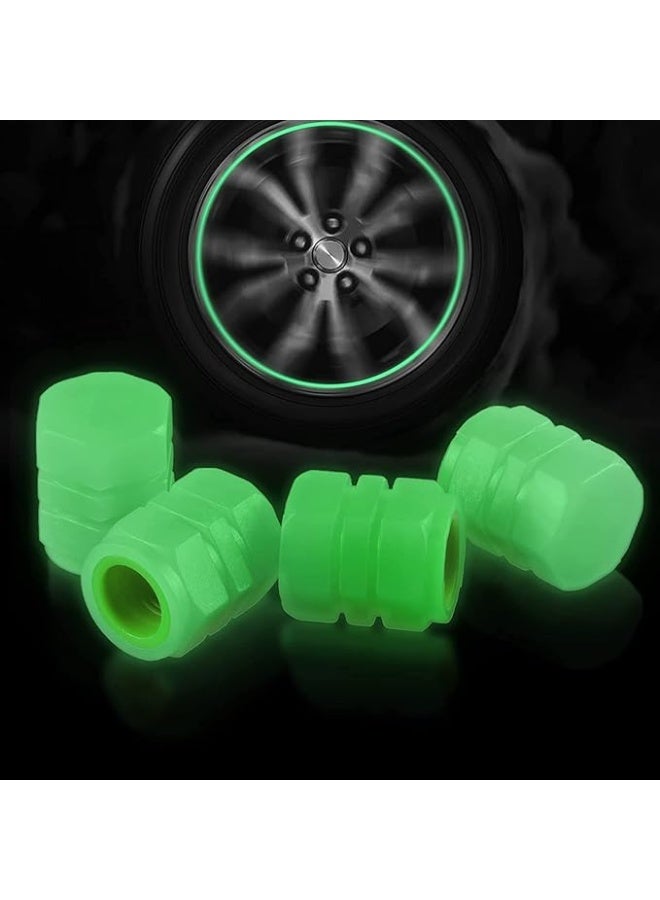 4PCS Noctilucous Green Tire Air Caps Cover, Illuminated Auto Wheel Valve Stem Cap, Universal for Car, Truck, SUV, Motorbike, Bicycle - Image 2
