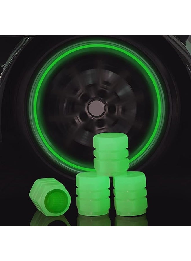 4PCS Noctilucous Green Tire Air Caps Cover, Illuminated Auto Wheel Valve Stem Cap, Universal for Car, Truck, SUV, Motorbike, Bicycle - Image 1