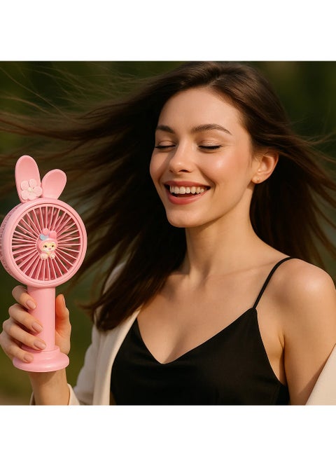 Rechargeable hand fan + mobile phone holder, lightweight, gives a refreshing atmosphere, small size.