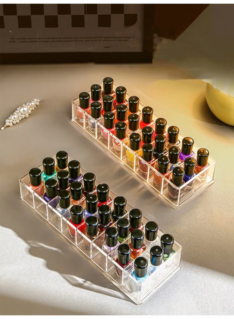 Ucanbe Acrylic Nail Polish Storage Box, 24-Slot Lipstick & Lip Gloss Holder, Makeup Brush and Cosmetic Display Organizer - Image 2