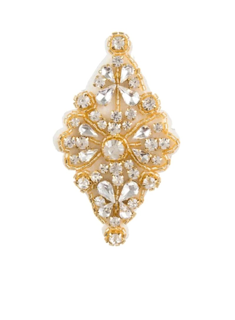 زين الزفاف الذهبي: شكل الماس مع الديكور وأحجار الراين - Image 2