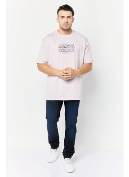 MARVEL Men Crew Neck Short Sleeve Embroidered T-Shirt, Lavender  - Image 2