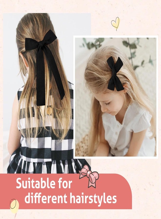 DEEKA Black Cotton Linen Hair Bows 2 Sizes 5"&3.5" Soft Hair Bow set for Toddler Girls Long Ponytail Knot Bows Alligator Clip Hair Accessories for Little School Girls (Black) - Image 4