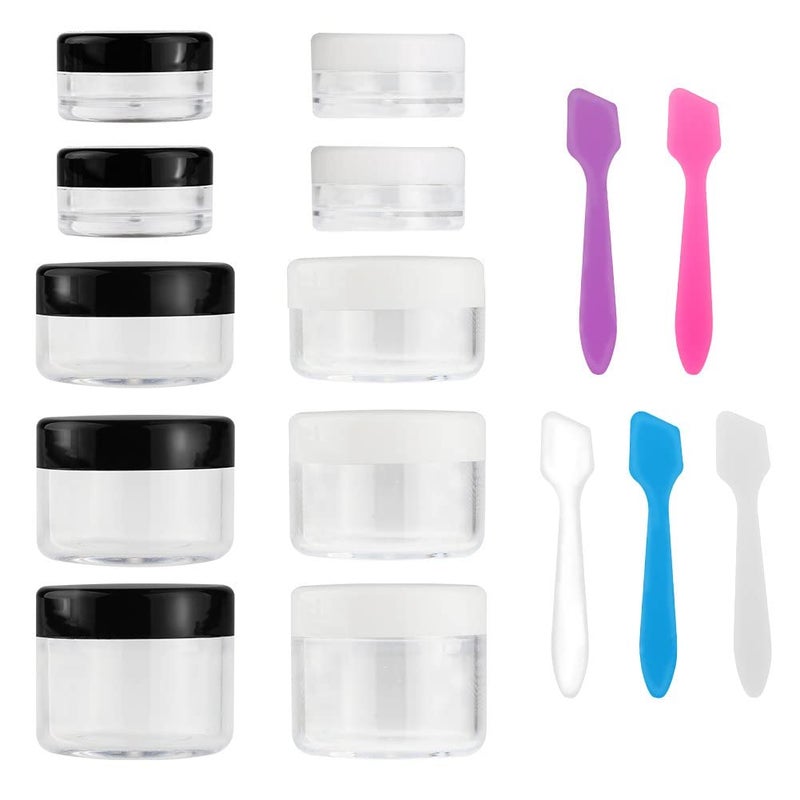 Accmor 10 Pieces Makeup Travel Containers with Lids 3/5/ 10/15/ 20 Gram Size Cosmetic Jars with 5 Pieces Mini Spatulas for Gift(random color) - Image 1