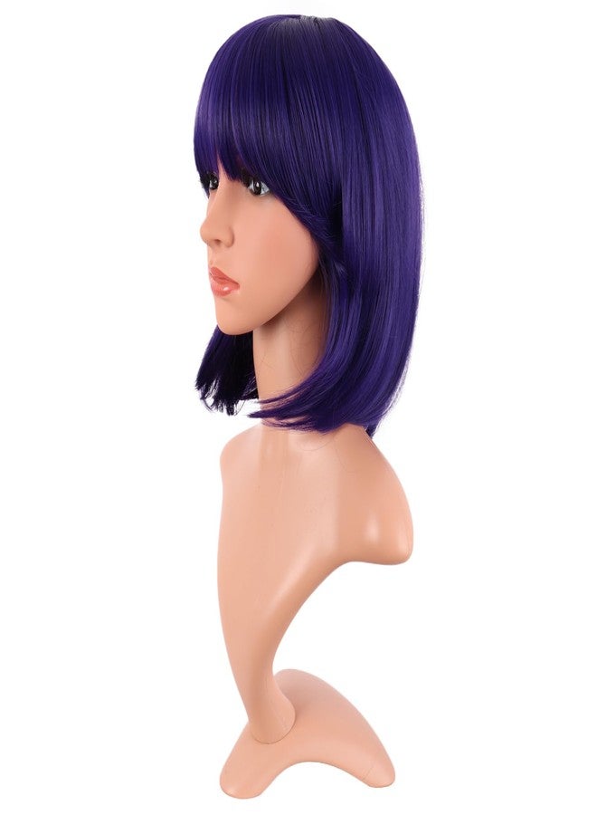 مابوفبيوتي شعر مستعار قصير مستقيم طبيعي للنساء من MapofBeauty بطول 12 بوصة / 30 سم (لون بنفسجي داكن) - Image 3