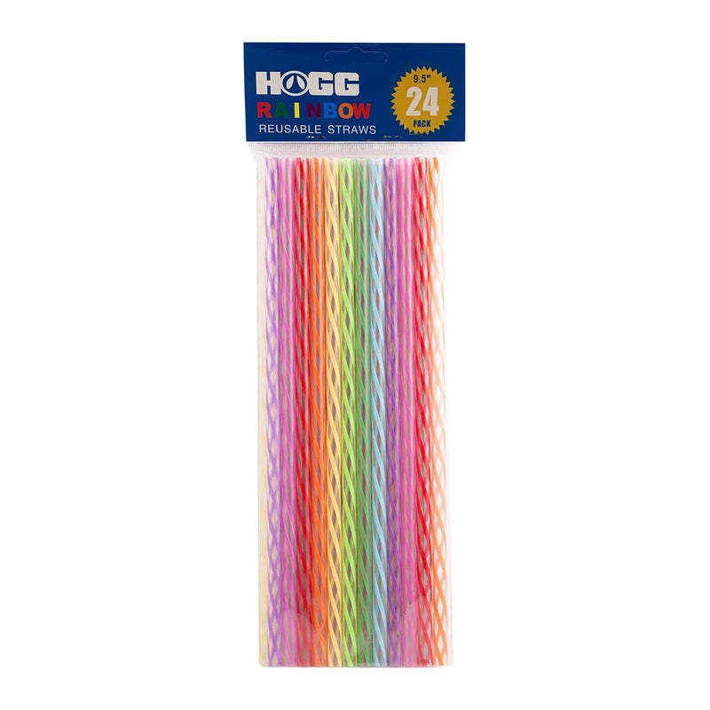 Hogg Reusable Straws - Rainbow (24 Pack), Plastic Straws Reusable, Tumbler Accessories, 9.5 inch - Image 2