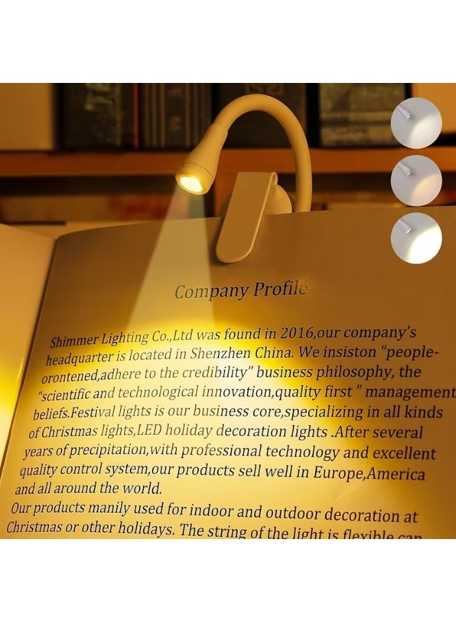 Goolsky Mini Portable Clip-On Book Light | Adjustable Brightness | Three Colors | C-Type USB Rechargeable | 360-Degree Foldable LED Soft Light | Suitable for Bedrooms, Bedside, Study | Creative Gift Table Lamp, Small Night Light - Image 1