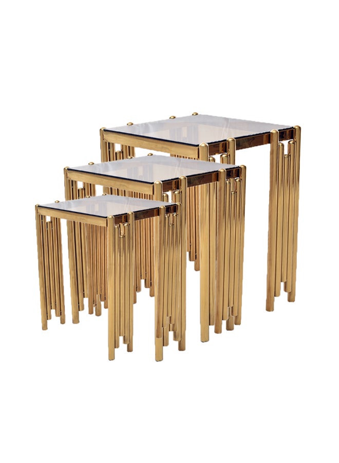 Kandil Egypt Kandil Egypt  Trio of Sculpted Side Tables with Graduated Design for Seamless Spatial Harmony  Size: 60x45