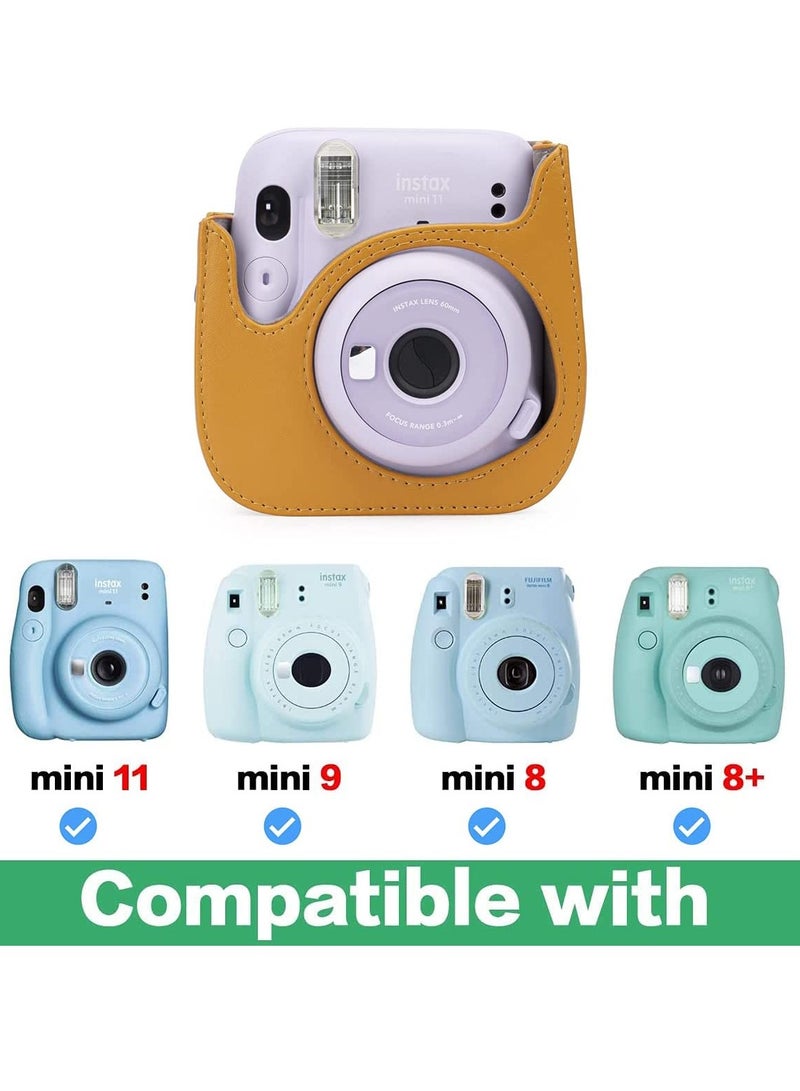 PU Leather For Instax Camera Compact Case for Fujifilm Instax Mini 11/9/8/8+ Instant Film Camera (Tan Bear) - Image 3