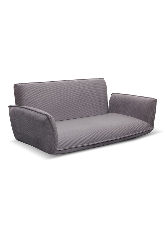 Rotai Mesa Adjustable Comfy Lazy Floor Sofa | Compact Loveseat with Adjustable Back & Arms, Corduroy Fabric, Floor Seating Sofa for Small Living Spaces. (GREY) - Image 1