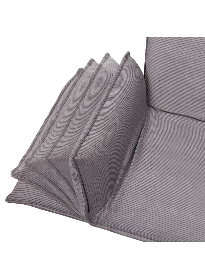 Rotai Mesa Adjustable Comfy Lazy Floor Sofa | Compact Loveseat with Adjustable Back & Arms, Corduroy Fabric, Floor Seating Sofa for Small Living Spaces. (GREY) - Image 5